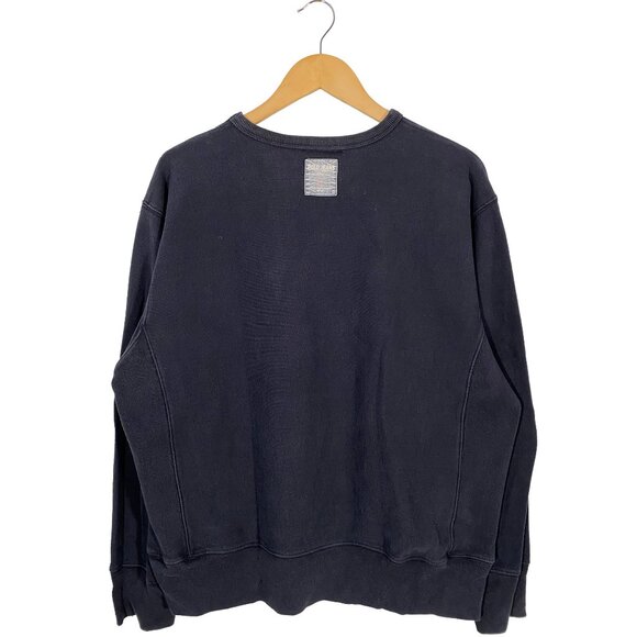 Vintage Polo Jeans Co. Felt Spellout Pullover Crewneck Sweatshirt Navy mens L - Picture 2 of 8